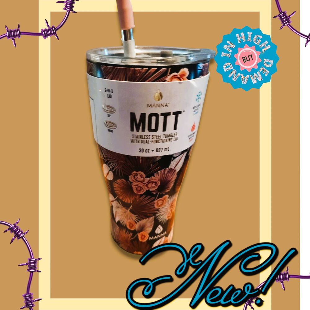 Manna Mott Muted Brown Floral 30 oz Stainless Steel Tumbler